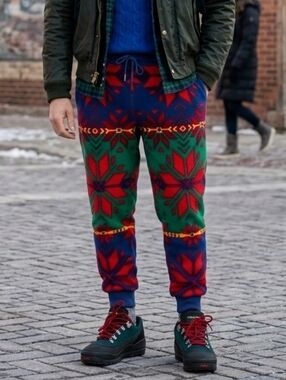 NWOT Polo Ralph Lauren L Eclectic Ski Resort Streetwear Fair Isle Fleece Joggers